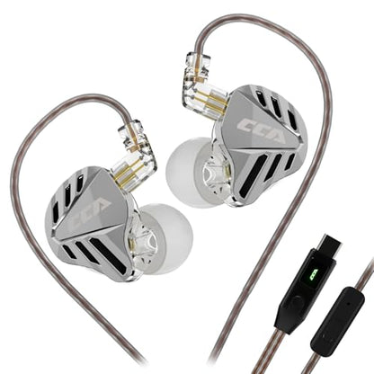 CCA Falcon 2 DD in Ear Monitor, 7.1 Spatial Audio Gaming Earbuds, HiFi Noise Isolating in Ear Headphones, Crystal Clear & Deep Bass IEMs for Gamers Singers Musicians Audio Engineers - color: Silver