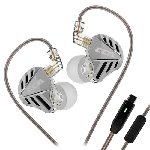 CCA Falcon 2 DD in Ear Monitor, 7.1 Spatial Audio Gaming Earbuds, HiFi Noise Isolating in Ear Headphones, Crystal Clear & Deep Bass IEMs for Gamers Singers Musicians Audio Engineers - color: Silver