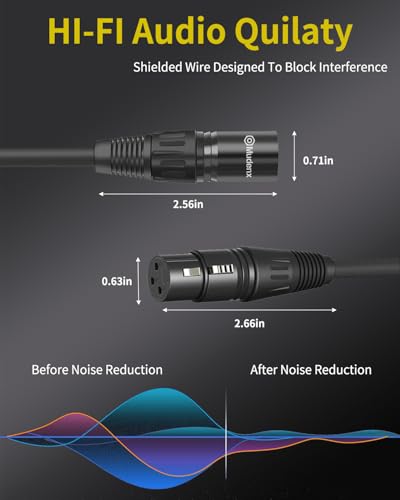 XLR Cable 15FT 2-Pack 3-Pin Male to Female Microphone Cords, Balanced Audio Patch Cable for Mic, Mixer, Speaker, PA System - size: 15Feet