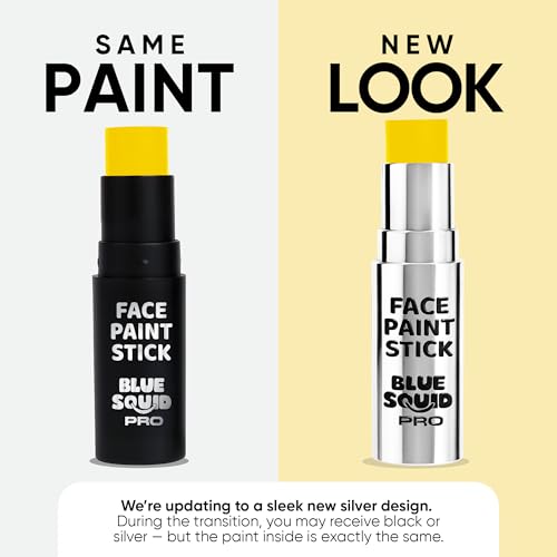 Blue Squid PRO Yellow Face Paint Stick - Waterproof Body Paint for Adults & Kids Eye Black Baseball, Softball - Vegan Hypoallergenic Twist-Up Non-Toxic Makeup Stick for Cosplay, Sports & SFX - color: Yellow