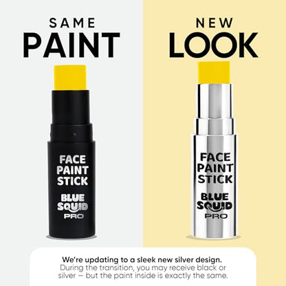 Blue Squid PRO Yellow Face Paint Stick - Waterproof Body Paint for Adults & Kids Eye Black Baseball, Softball - Vegan Hypoallergenic Twist-Up Non-Toxic Makeup Stick for Cosplay, Sports & SFX - color: Yellow