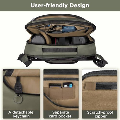 TAAOKA Camera Sling Bag,Travel Waterproof Camera Case with Tripod Holder,Lightweight DSLR/SLR/Mirrorless Small Camera Bags Crossbody for photographers (Dark Green) - color: Dark Green