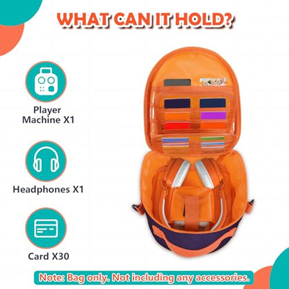 Carrying Case for Yoto Mini 2024 Edition Kids Audio Player & Headphone | Portable Travel Carrier Bag Cover, Up to 30 Cards Storage Box, Handle, Adjustable Strap, Reserved Hole For Cable