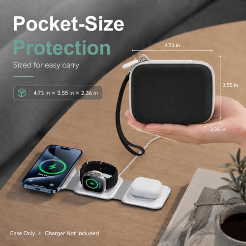 Hard Travel Case for Iseyyox for RTOPS for QUZUDN 3 in 1 Wireless Charger - color: Black