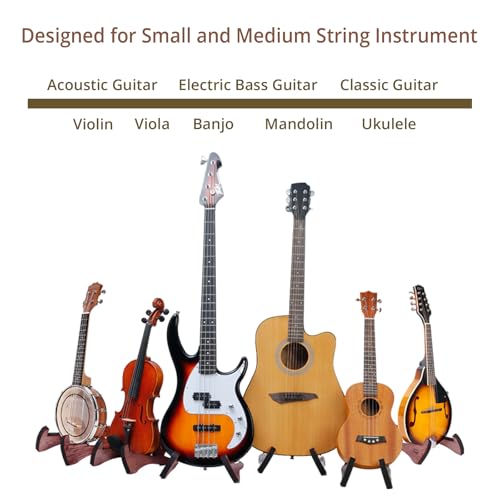 Guitar Stand, Acoustic Guitar Stand with Padded Foam, Classical Electric Guitar Stand,Folding Bass Guitar Display Stand Travel Guitar Stand, Compatible with Mandolin, Bass, Banjo, Ukulele,Rabbit-Shape Patented (Black Walnut) - color: Black Walnut