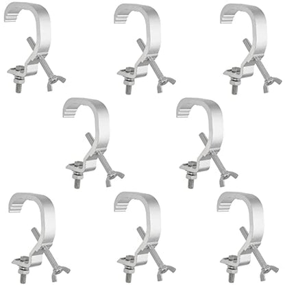 8 Pack Stage Light Clamp Hook, Aluminum Alloy Truss C-Clamp, Heavy Duty Stage Lights Truss Clamp for DJ Lighting Par Lights, Fit for 1.18-2 Inch OD Tube/Pipe, Silver
