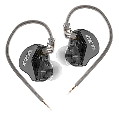 Wired Earbuds CCA CRA in Ear Wired Earphone Headset Monitors Headphones with 2Pin Detachable Cable, Ultra-Thin Diaphragm Dynamic Driver IEM, Clear Sound & Deep Bass, with 3.5 mm Interface (Black) - color: Black, size: Without Mic