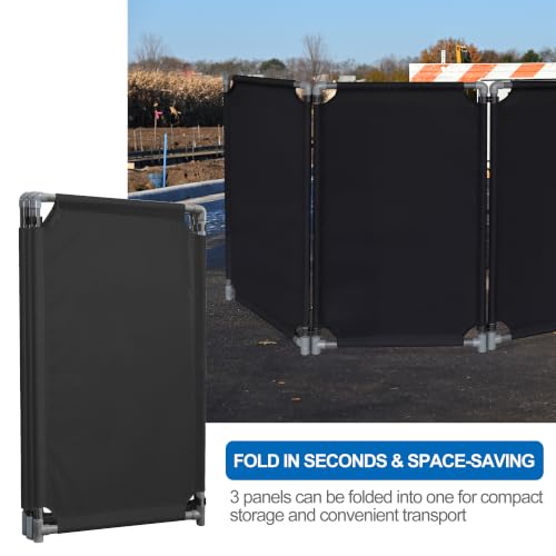 RELIANCER 3-Panel Safety Barricade,5.8FT Foldable Security Sign Barrier Gate,Safety Warning Barricade Fence,Traffic Barricades,Outdoor Crowd Control Barriers,Hazardous Area Driveway Isolation Gate - color: Black