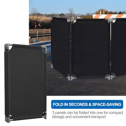 RELIANCER 3-Panel Safety Barricade,5.8FT Foldable Security Sign Barrier Gate,Safety Warning Barricade Fence,Traffic Barricades,Outdoor Crowd Control Barriers,Hazardous Area Driveway Isolation Gate - color: Black