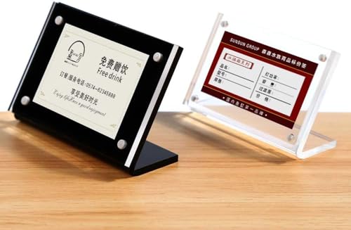 2 Pack Acrylic Label Holder (90*60mm/3.54*2.36 inches) | Price Tag Displays Sign Holder, Horizontal Slanted L-Shape Table Top Sign Stand
