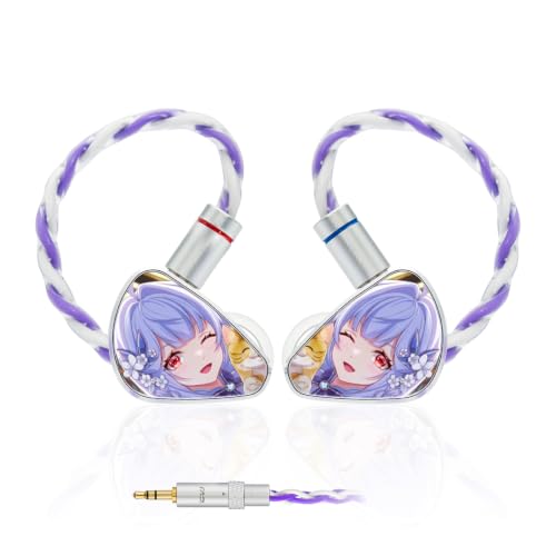 CVJ Jemine Wired IEM Earbuds for Gaming/Music, Deep Bass in Ear Monitors | Anime Ear Buds, 1DD+1BA Hybrid Driver, 3.5mm jack, Detachable 4.1ft Cable for PC/Phone/Laptop/Switch/Xbox/Ps5, No Mic - color: Character, style: no Mic