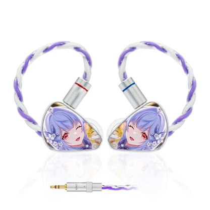CVJ Jemine Wired IEM Earbuds for Gaming/Music, Deep Bass in Ear Monitors | Anime Ear Buds, 1DD+1BA Hybrid Driver, 3.5mm jack, Detachable 4.1ft Cable for PC/Phone/Laptop/Switch/Xbox/Ps5, No Mic - color: Character, style: no Mic