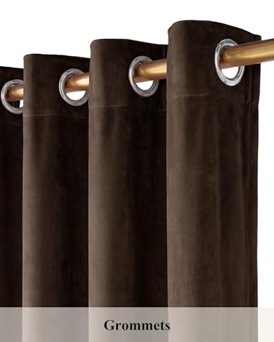 StangH Brown Velvet Curtains Room Darkening 84 inches for Bedroom, 2 Panels - color: Gold Series - Brown, size: 42"W x 84"L (Pack of 2)