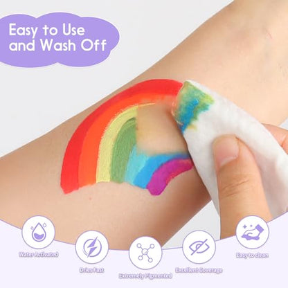 54 Color Face Painting Kit - Non-Toxic Water Based Face and Body Paint Set with Brushes, Stencils, Sponges - For Sensitive Skin, Halloween, Carnival, Birthday Parties, Festivals & Events. - color: 54 Color Face Painting Set