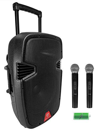 Rockville RAM12BT 12" Rechargable Powered 600W PA Speaker, 2 Mics, Bluetooth - size: 12 inch