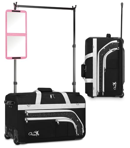 Dance Bag with Garment Rack, 28" Rolling Dance Suitcase Competition Duffle - color: 28" Grey