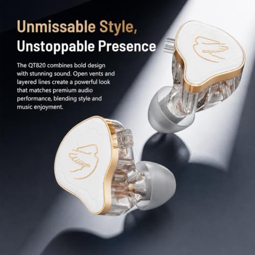 in Ear Monitor Headphones Hybrid 1BA+1DD HiFi Deep Bass IEM Earphones White - color: QT820-White no Mic