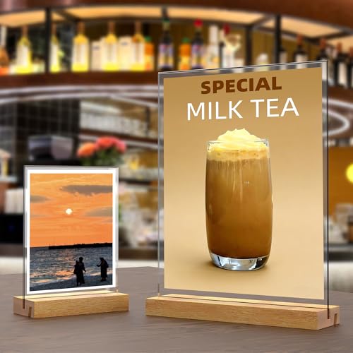 5x7 Inch Acrylic Sign Holder with Wood Base Vertical and Slant Displays(144 Pack 5*7") - size: 144 Pack 5*7"
