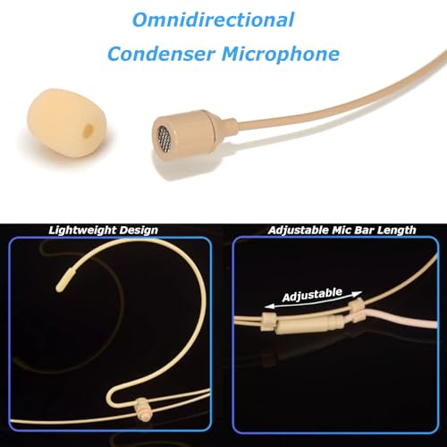 Headset Microphone Headworn Mic Compatible with Audio-Technica | Double Over Ear Earset Hanging Condenser Omnidirectional Mic for Wireless Bodypack Transmitter System with Hirose 4 Pin Plug - style: Hirose 4 Pin Plug Compatible with Audio-Technica