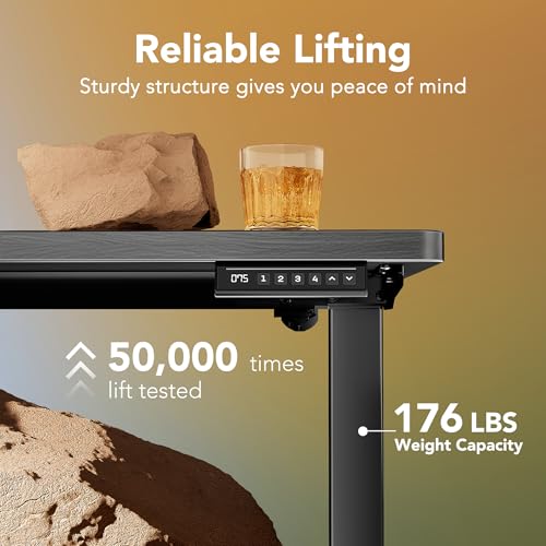 HUANUO 40x24 Inch Electric Standing Desk, Height Adjustable, Grey | 176 Lbs Capacity, Smooth Home Office Desk, 4 Memory Presets & Headphone Hooks, 28.3–46.5 Inch Height Range, Easy to assemble - color: Grey, size: 40" X 24"