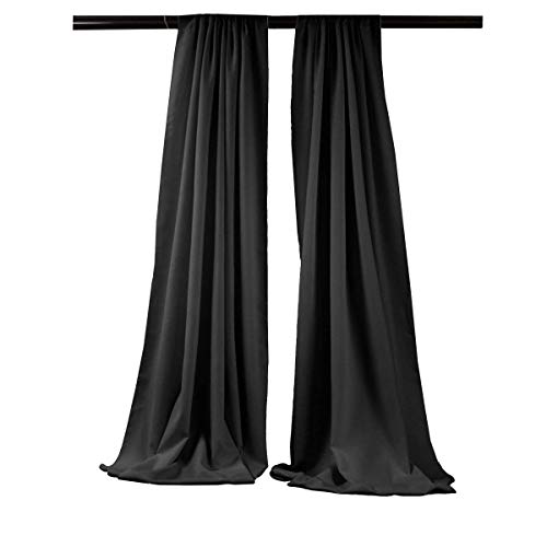 New Creations Fabric & Foam Inc, Polyester Poplin Backdrop Drape Curtain Panel 1 Pair (Black, 2 Panels - 5 Ft Wide x 7 Ft High) - color: Black, size: 60"W x 84"L (Pack of 2)