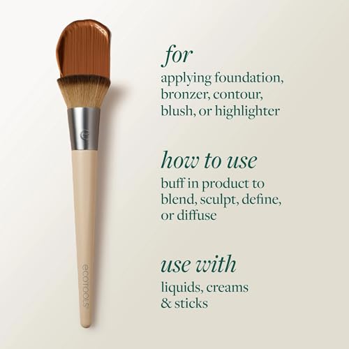 EcoTools 5 Piece Everyday Edit Makeup Brush Set With Powder Puff | Easy touch-ups anywhere with a travel makeup brush set with powder puff, concealer brush, vegan and cruelty-free