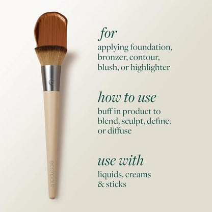 EcoTools 5 Piece Everyday Edit Makeup Brush Set With Powder Puff | Easy touch-ups anywhere with a travel makeup brush set with powder puff, concealer brush, vegan and cruelty-free