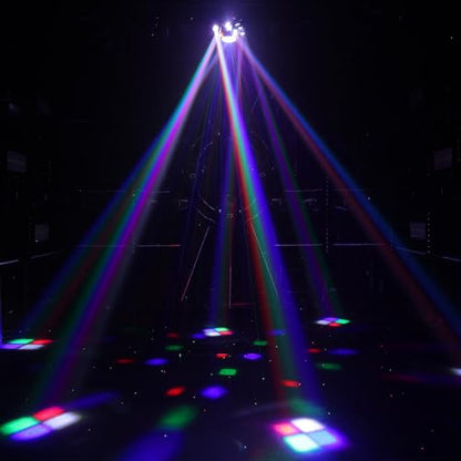 Moving Head DJ Lights, 6 Arm RGBW LED 150W Disco Stage Light with Mixed Lighting Effects, Sound Activated, DMX 512 Remote Control DJ Lights for Disco Club Wedding Party (Mixed Light)