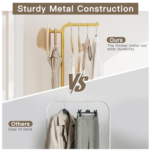 Small Rolling Clothing Rack with Shelf,Narrow Gold Clothes Rack with Wheels | Gasvadivum 71" Tall Sturdy Metal Garment Rack with Hanging Rod, Freestanding Portable Coat Rack for Bedroom, Entryway - color: Gold