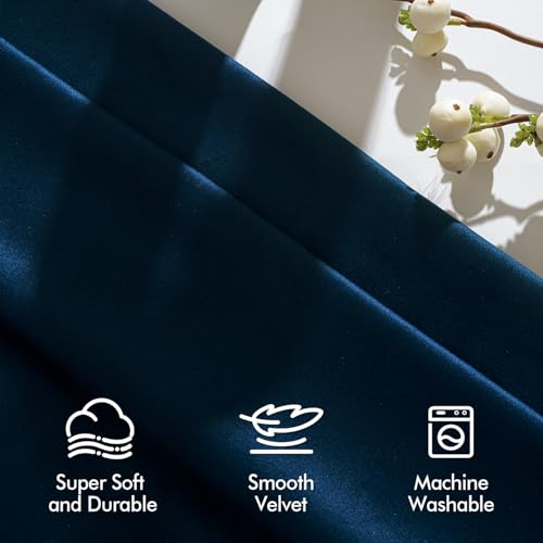 MIULEE Navy Blue Velvet Curtains 63 Inch Long 2 Panels, W40 x L63 | Luxury Super Soft, Thermal Insulated, Room Darkening Drapes, Rod Pocket Design, Window Curtains for Bedroom Living Room - color: Navy Blue, size: 40"W x 63"L (Pack of 2)