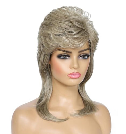 Adequate Mullet Wig for Women, Joe Dirt,Emo Wig,80s Costumes Fancy Party Accessory Cosplay, Halloween (Blonde) - color: A-Blonde