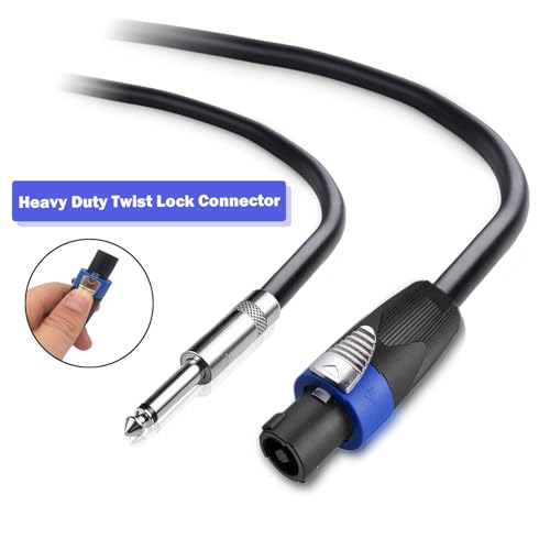 2 Pack 15ft Speakon to 1/4 Inch Male Speaker Cable, 15 feet 6.35mm Stereo Audio Connection Cord, 12 Gauge AWG Wires - size: 15FT/2PACK