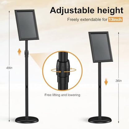 Hemndic Sign Stand Holder 8.5x11 Inches, Stand Up Sign Holder 8.5 x 11 with Rotated Frame, Height Adjustable Sign Stand and Snap-Open Frame (Pack of 5) - size: 8.5x11 inch (Pack of 5)