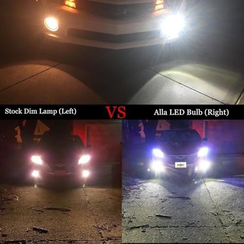 Alla Lighting Premium 80W LED Fog Lights Bulbs Upgrade, 6000K Xenon White Extremely Super Bright 12V Lamps Replacement (H8/H11/H16) - size: H8/H11/H16