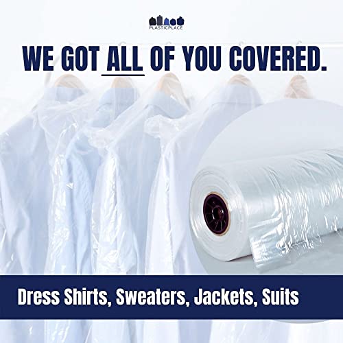 Plasticplace Clear Garment Bags - Pack of 432 Suit Bags Men Travel Clear Garment Bag Storage Ideal for Clothing Protection from Dust & Dirt Hanging Clothes Storage .65 Mil Dress Bag 21" x 7" x 40" - size: 21" x 7" x 40"
