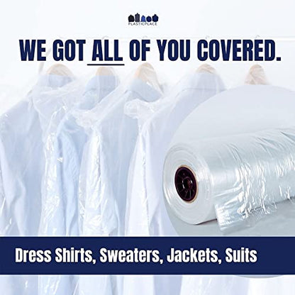 Plasticplace Clear Garment Bags - Pack of 432 Suit Bags Men Travel Clear Garment Bag Storage Ideal for Clothing Protection from Dust & Dirt Hanging Clothes Storage .65 Mil Dress Bag 21" x 7" x 40" - size: 21" x 7" x 40"