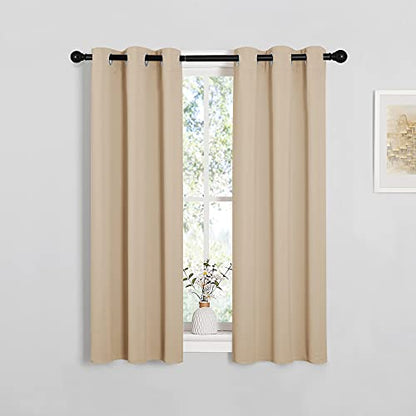 NICETOWN Biscotti Beige Blackout Curtains for Living Room 29" x 45" 2 PCs - color: Biscotti Beige, size: 29"W x 45"L (Pack of 2)
