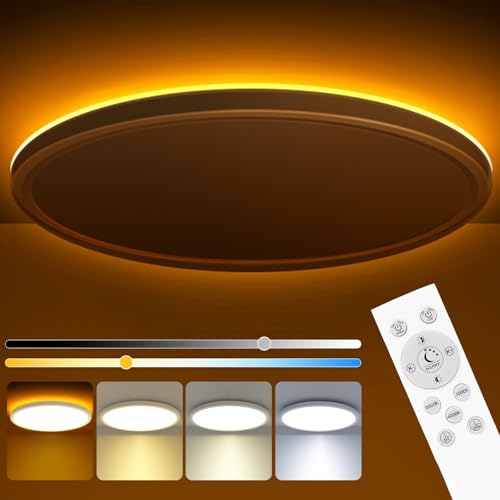 zemty 15 Inch LED Ceiling Light with Night Light 1800K, 3000K/4000K/6500K Dimmable Ceiling Light Fixtures with Remote Control, Low Profile Ceiling Lighting for Bedroom Living Room Kitchen-White - color: White, size: 15in-1Pack