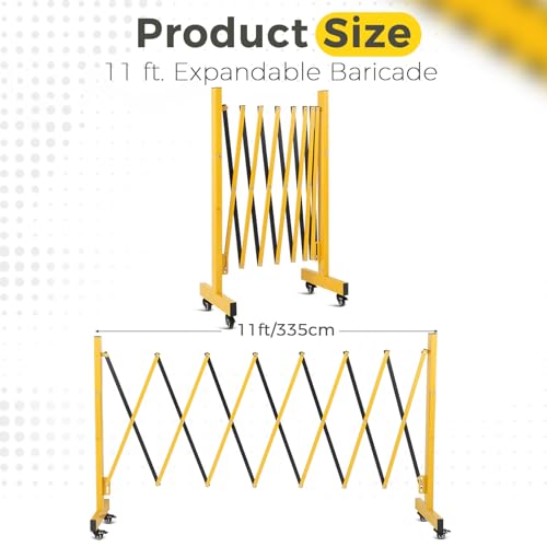 GarveeTech Metal Expandable Barricade, 11 ft Folding Safety Traffic Driveway Gate, Portable Crowd Control Barriers Fence - size: 11FT