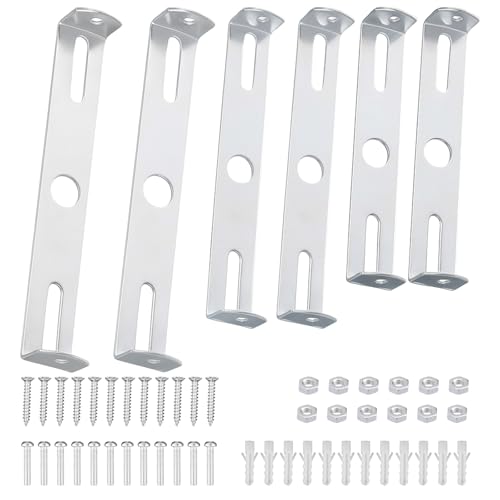 6 Packs Universal Light Fixture Mounting Bracket Square Kit, 4.1-4.7 Inch Light Fixture Mounting Bracket, Universal Lamp Crossbar Hardware Set with Screws for Ceiling Lights Plate Wall