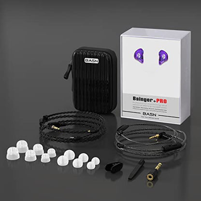 BASN Bsinger Pro in Ear Monitor, Dual Drivers MMCX IEM Earphones (Purple) - color: Purple