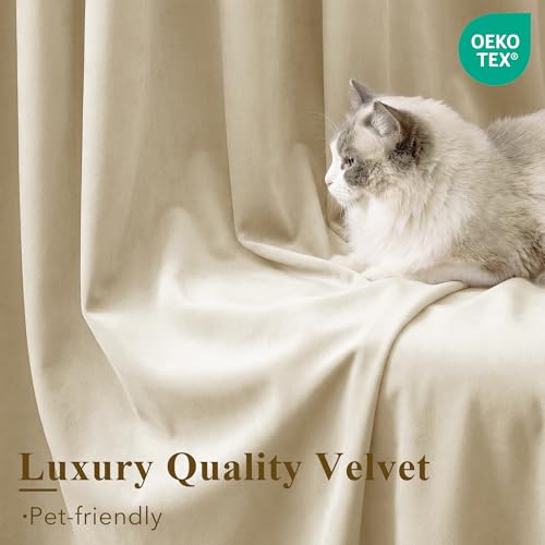 StangH Beige Velvet Soundproof Light Dimming Curtains, W42 x L84, 2 Panels - color: Beige Series - Beige, size: 42"W x 84"L (Pack of 2)