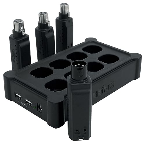 Audiosavings Bundle:(1) Chauvet D-Fi XLR Pack w/(3) Receivers+Charger Turns DMX Lights DMX Bundle with (1) Pair Rockville RPB3-BLACK Handheld Wireless Linking Portable Bluetooth Speakers (Items 3)