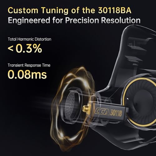 CCA Xyrra Dual Driver in-Ear Monitor Headphones,1DD+1BD HiFi IEM Earphones,Wired Gaming Earbuds for Gamers Musicians - color: Black, style: With Mic,3.5mm