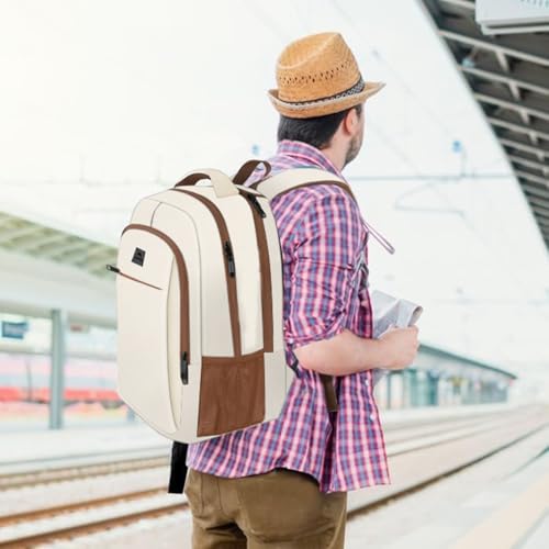 MATEIN 15.6 inch Travel Laptop Backpack, Cute Anti Theft Slim Sturdy Bag | Water Resistant, College Computer Bag, Daily Commute & Travel, Gift for Men & Women Nurse Teacher, Everyday Carry Lightweight - color: Beige Brown, size: 15.6 Inch