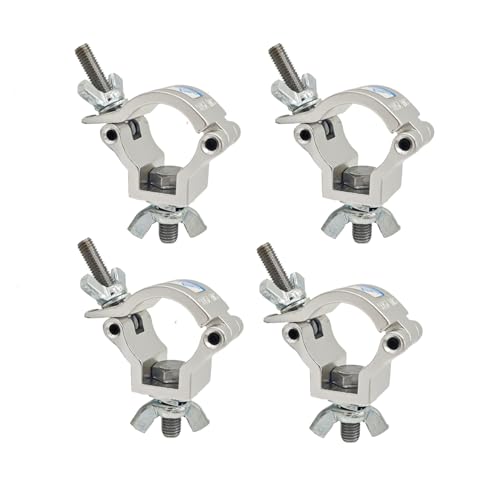 4Pcs Stage Light Clamp Truss 1-1/4" to 1-3/8" Fit OD Pipe 32-35mm F24 | Truss Clamps Heavy Duty 165lbs Dj Lighting Clamps/Hooks Aluminum Mounting for O Clamp LED Par Light Moving Head