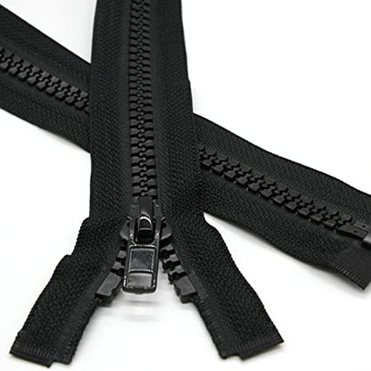 Leekayer 2PCS #5 27" Separating Zipper for Sewing Coats Jacket Zipper Black | 68cm Black Molded Plastic Zippers Bulk (27" 2pc) - color: Black, size: 27"