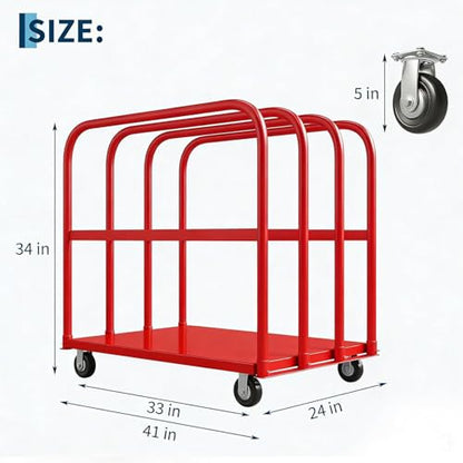 2000LBS Heavy Duty Folding Platform Truck - Side Handrails - 37x24 Inch All-Weather Flatbed Computer Tower Cart - 5" 360° Swivel Wheels - Easy Storage - Red - color: Red