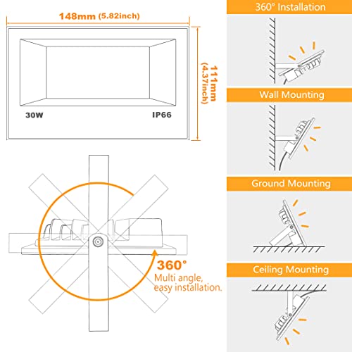 Led Flood Light Outdoor 30W,300W Equivalent, Color Changing RGB Lights - size: Pack of 4