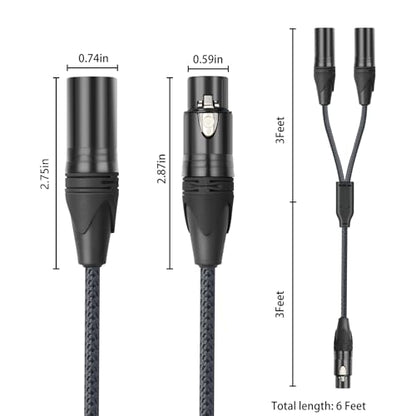 6Ft XLR Female to Dual Male Y Splitter Cable, XLR Y Cable Splitter 1 Female to 2 Male for Micphone Mixer- 1Pack - color: XLR 1 Female to 2 Male, size: 6Ft*1Pack